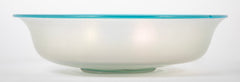 Steuben Verre de Soie Shallow Bowl with Turquoise Rim