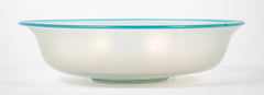 Steuben Verre de Soie Shallow Bowl with Turquoise Rim