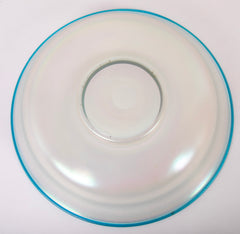 Steuben Verre de Soie Shallow Bowl with Turquoise Rim