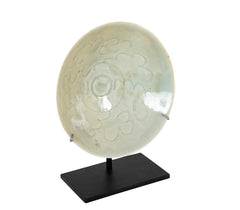 Celadon Green Porcelain Qingbai Bowl with Interior Incised Cloud Design