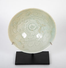Celadon Green Porcelain Qingbai Bowl with Interior Incised Cloud Design