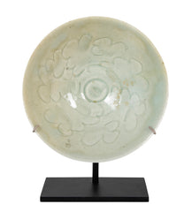 Celadon Green Porcelain Qingbai Bowl with Interior Incised Cloud Design