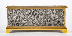 A German Steel & Brass Box with Hunting and Foliate Scenes