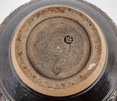 Emile Lenoble Glazed Stoneware Vase with Concentric Incised Loops