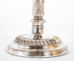 Set of Four 950 Silver Candlesticks with Acanthus Design on Base