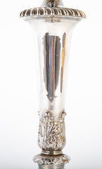 Set of Four 950 Silver Candlesticks with Acanthus Design on Base