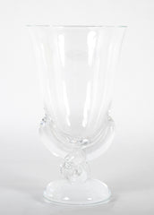 Steuben Glass Vase with Scrolled Circular Base Designed by George Thomas