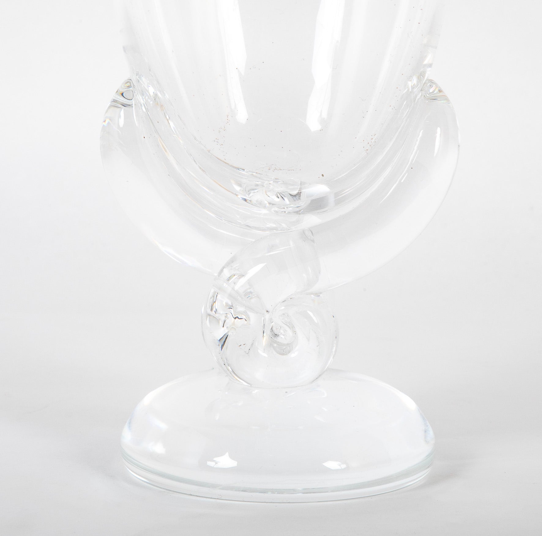 Steuben Glass Vase with Scrolled Circular Base Designed by George Thomas