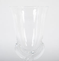 Steuben Glass Vase with Scrolled Circular Base Designed by George Thomas