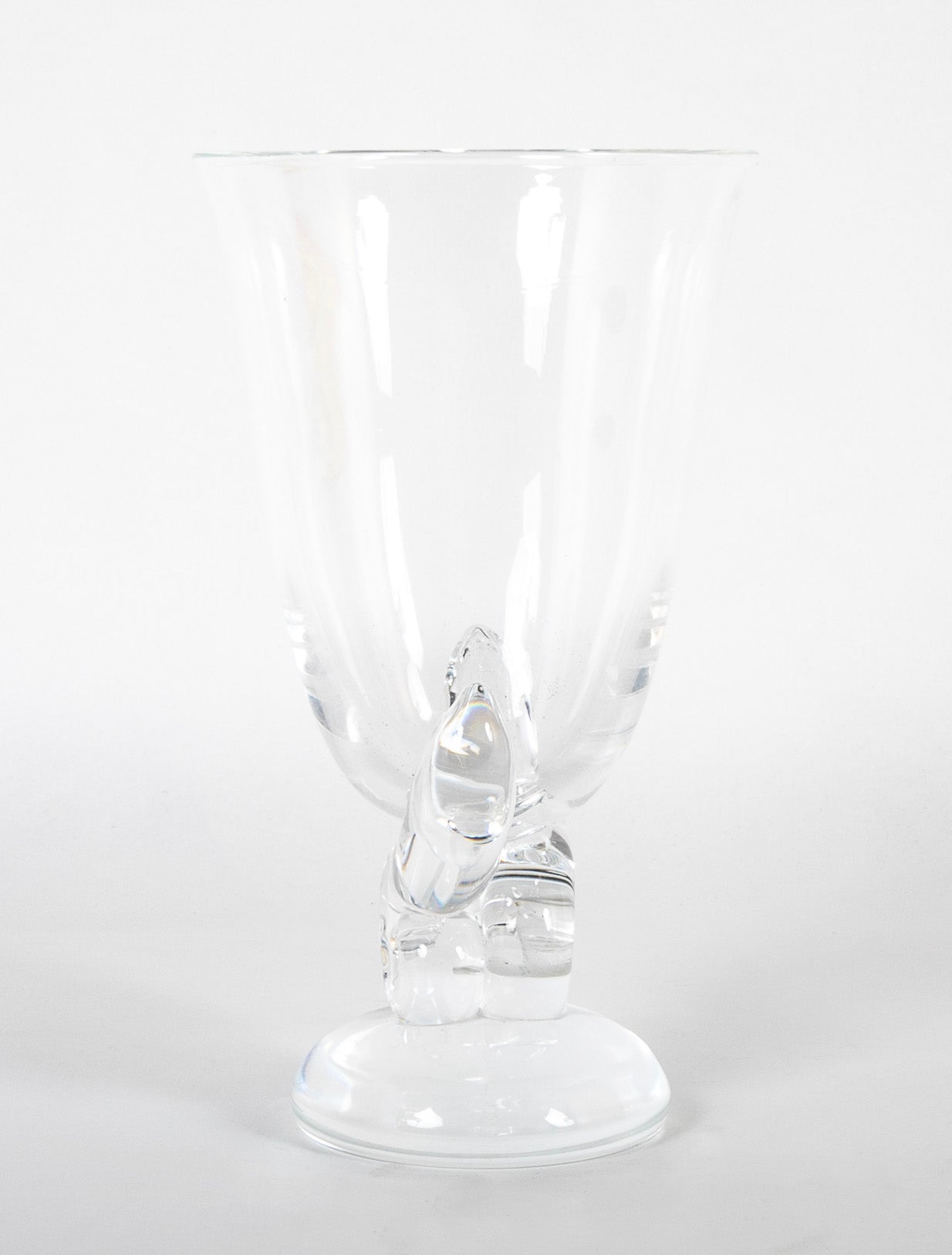 Steuben Glass Vase with Scrolled Circular Base Designed by George Thomas