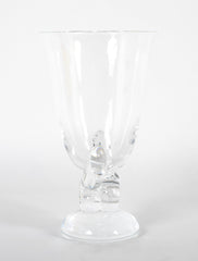 Steuben Glass Vase with Scrolled Circular Base Designed by George Thomas