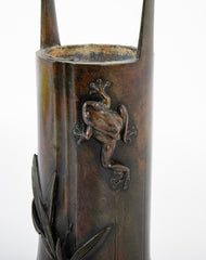 A Japanese Bronze Ikebana Vase with Loop Handles