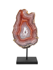 A Split Laguna Agate Geode Now on Two Modern Stands