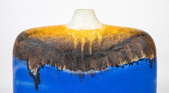 Two Drip Brown Glaze over Blue Stoneware Vases by Marcello Fantoni