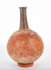 Dejenne, Mali Round Bodied Red Clay Vessel with White Slip Decor on Shoulder