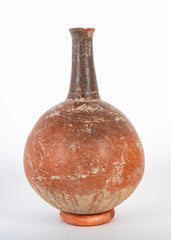 Dejenne, Mali Round Bodied Red Clay Vessel with White Slip Decor on Shoulder