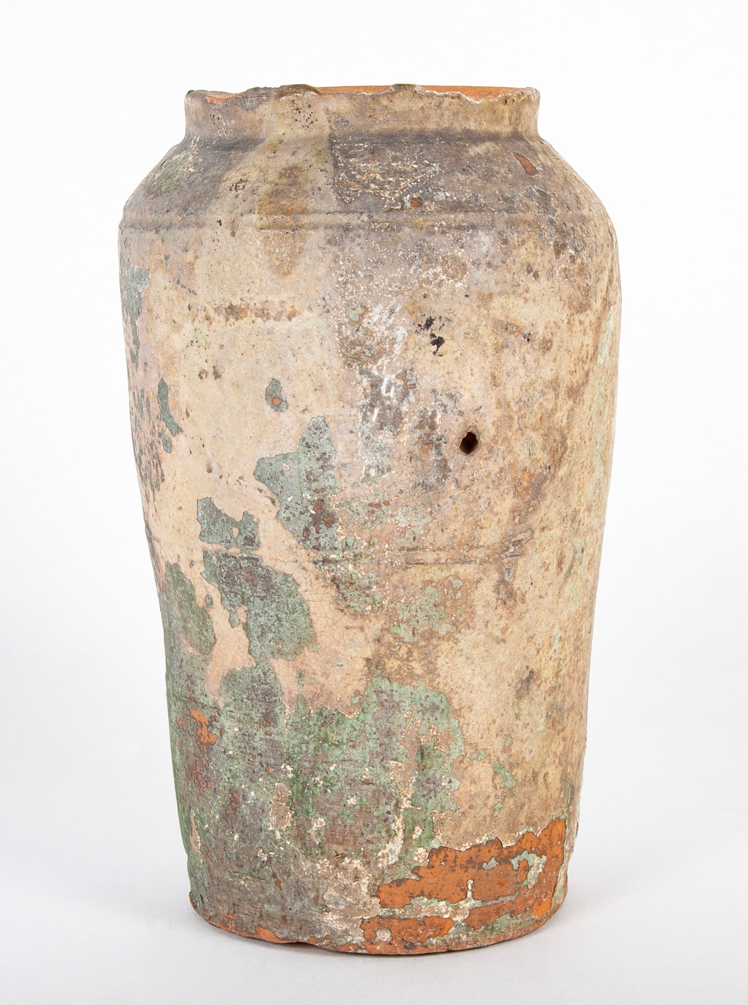 Chinese Han Dynasty Tapered Cylindrical Pottery Storage Jar