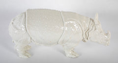 Rhino Clara Nymphenburg Frankenthaler Model in White Glazed Porcelain