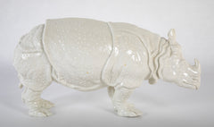 Rhino Clara Nymphenburg Frankenthaler Model in White Glazed Porcelain
