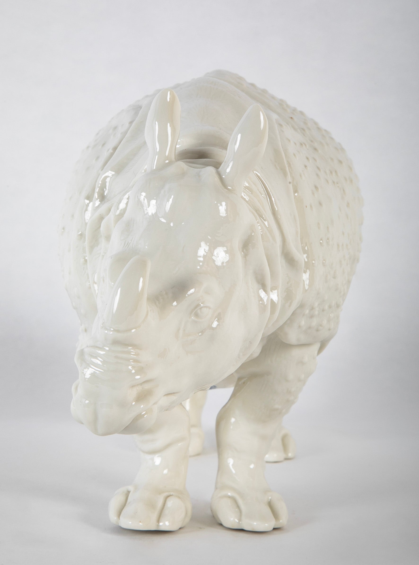 Rhino Clara Nymphenburg Frankenthaler Model in White Glazed Porcelain