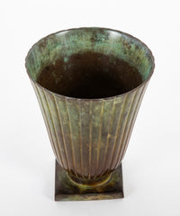 Swedish Bronze Vase of Flared Form with Ribbed Body