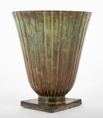 Swedish Bronze Vase of Flared Form with Ribbed Body