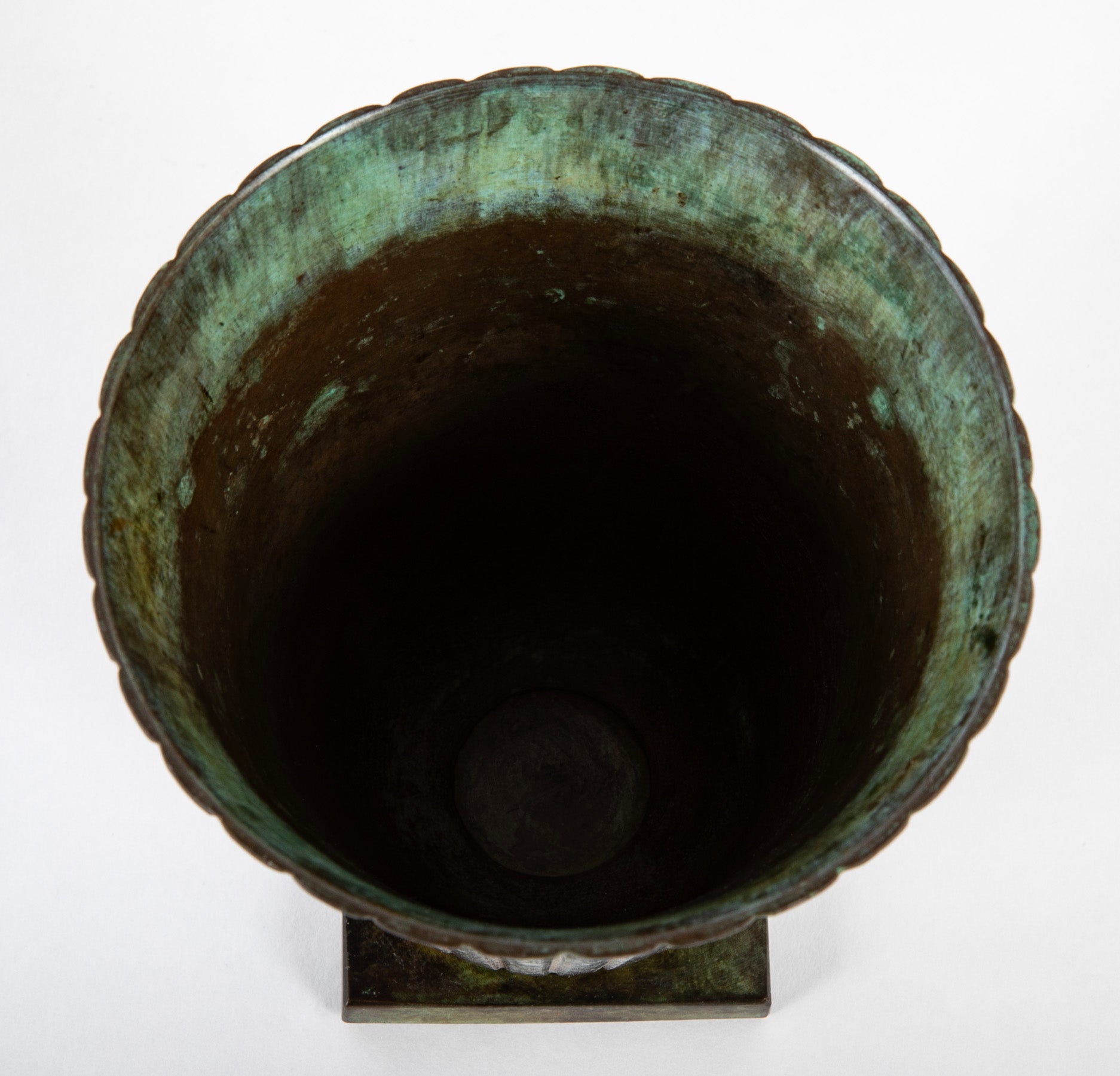 Swedish Bronze Vase of Flared Form with Ribbed Body
