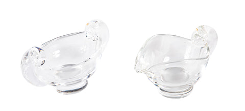 Steuben Glass "Snail Scroll" Creamer and Open Sugar Bowl by Irene Benton