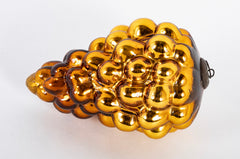 Antique Kugel Gold Glass Grape Cluster Form Ornament with Beehive Cap