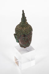 Early 19th Century Bronze Head of Buddha on Contemporary Lucite Stand