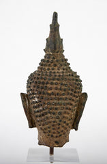 Early 19th Century Bronze Head of Buddha on Contemporary Lucite Stand