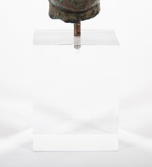 Early 19th Century Bronze Head of Buddha on Contemporary Lucite Stand