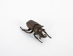 Japanese Patinated Bronze Rhinoceros Beetle with Opening Back