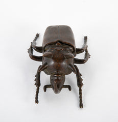 Japanese Patinated Bronze Rhinoceros Beetle with Opening Back