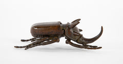 Japanese Patinated Bronze Rhinoceros Beetle with Opening Back