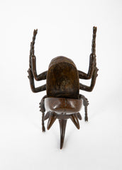 Japanese Patinated Bronze Rhinoceros Beetle with Opening Back