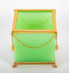 A French Green Opaline Glass Cachepot with Gilt Mounting