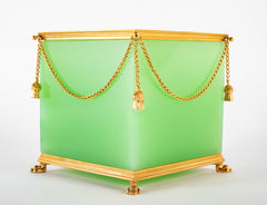 A French Green Opaline Glass Cachepot with Gilt Mounting