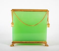 A French Green Opaline Glass Cachepot with Gilt Mounting