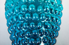 Antique Kugel Blue Glass Grape Cluster Form Ornament with Brass Suspension
