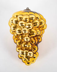 Antique Kugel Gold Glass Grape Cluster Form Ornament with Beehive Brass Cap