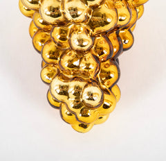 Antique Kugel Gold Glass Grape Cluster Form Ornament with Beehive Brass Cap