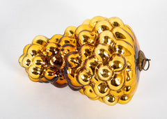 Antique Kugel Gold Glass Grape Cluster Form Ornament with Beehive Brass Cap