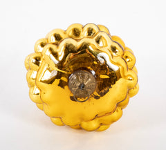 Antique Kugel Gold Glass Grape Cluster Form Ornament with Beehive Brass Cap