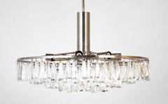 Clear Prism Chandelier with Nickel Plated Concentric Circles as Frame