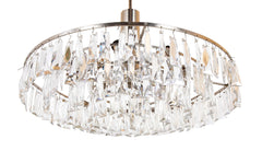 Clear Prism Chandelier with Nickel Plated Concentric Circles as Frame