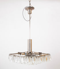 Clear Prism Chandelier with Nickel Plated Concentric Circles as Frame