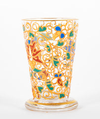 A Set of 6 Handblown Liqueur Glasses with Enamel Decoration