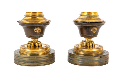 A Pair of French Empire Gilt and Bronze Candlesticks