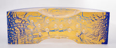 "Thimbles Boat" Contemporary Blue & Clear with Splashes of Gold Glass Sculpture by Steven Weinberg